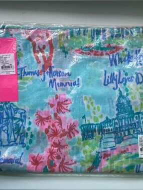 Brand New Lilly Pulitzer Murfee Silk Cashmere Scarf Serene Blue Lilly Loves DC